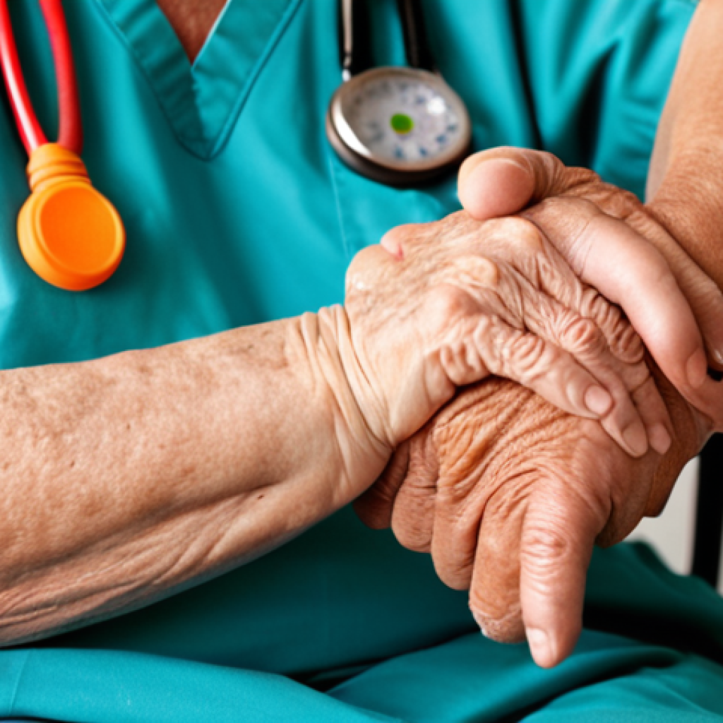 **

A close-up shot of a paramedic's hands gently holding the wrist of an elderly patient. Focus on the non-verbal communication: the paramedic's face shows empathy, and the patient's hand is slightly clenched. Soft, natural lighting. Background subtly blurred to emphasize the connection. Consider adding subtle visual cues that hint at the setting being Paris or another French city.

**