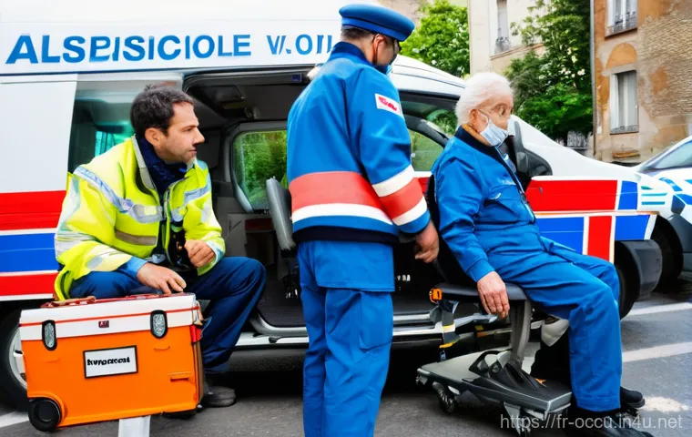 응급구조사 출동 중 생긴 에피소드 - Image Prompt 1: "The Unpredictable Day of a French Paramedic Team"**