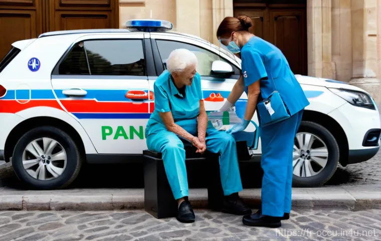 응급구조사와 학교 응급처치 교육 - **Prompt:** A compassionate scene featuring two French paramedics, a man and a woman, both in full, ...