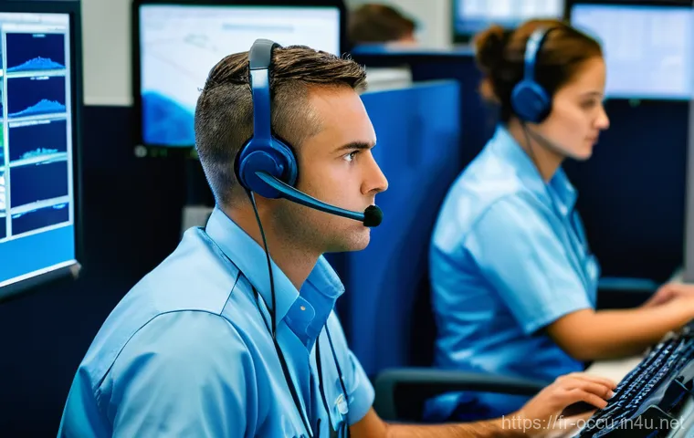 응급구조사와 119 신고 분석 - **Prompt: SAMU Regulator at Centre 15**
A highly detailed, realistic photograph capturing the in...