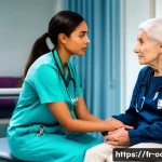 Home 22 응급구조사와 환자 가족 소통 - **Prompt:** A compassionate female paramedic, wearing a clean, professional uniform, kneels gently b...