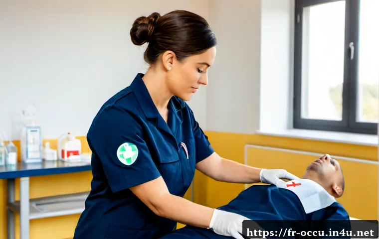 응급구조사와 직업 훈련 - Photorealistic French emergency medical technician training scene in a modern vocational simulation ...