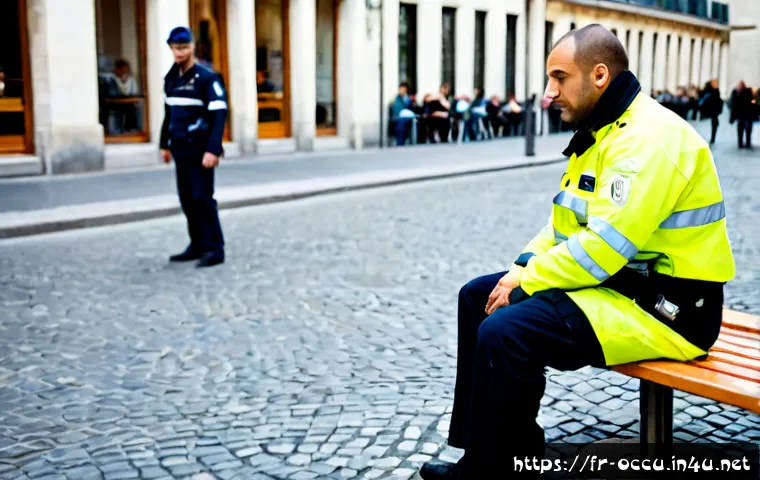 응급구조사와 위기상황 대처 능력 - Photorealistic emergency responder in a modern French city square, calmly assessing an adult seated ...